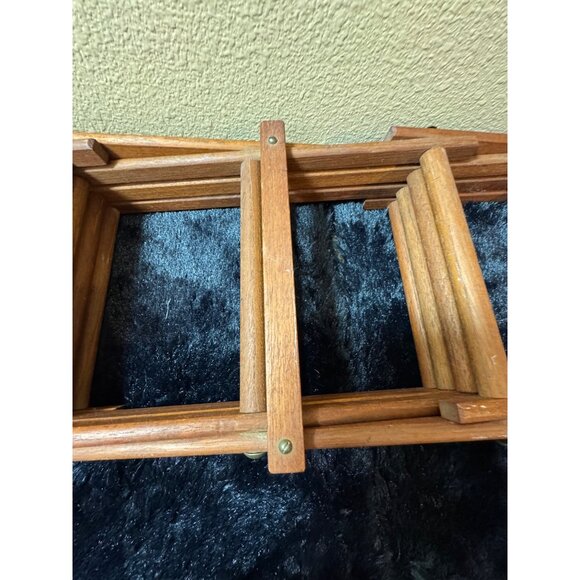 Vintage Expandable Wooden Wine Rack Folding Storage Organizer For 10 Bottles - Picture 4 of 5